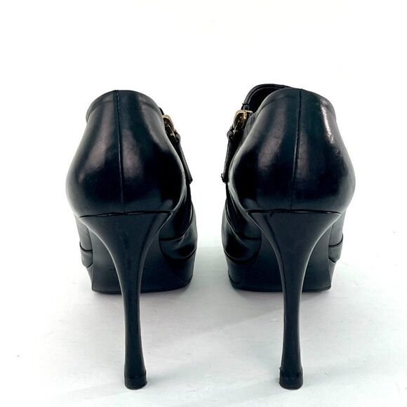 YSL Yves Saint Laurent Leather Gisele Platform Ankle Booties Black Size 39/8.5 - Picture 3 of 12